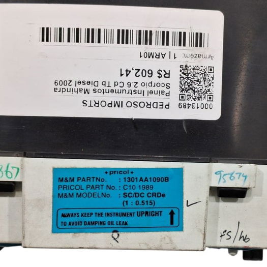 Painel Instrumento Mahindra Scorpio 2.6 Td 2009 - Preto