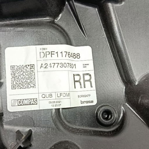 Máquina Vidro C/alto Falante Tras. Dir. Mercedes Glb200 2021