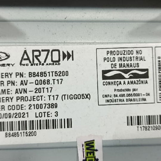 Multimidia Chery Tiggo 5x 2020 Preto