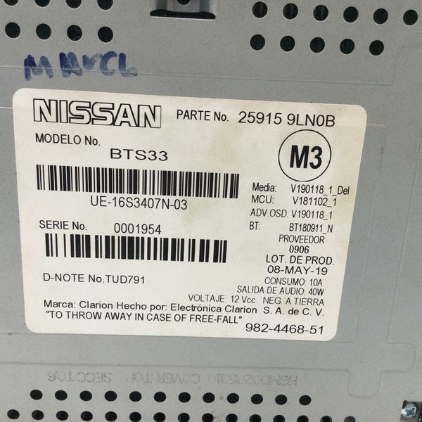 Central Multimidia Nissan March 16sv Cvt 2020 Usado