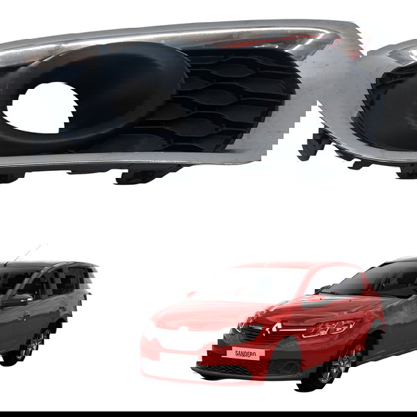 Moldura Farol Milha Esquerdo Renault Sandero 1.0 2016 2017