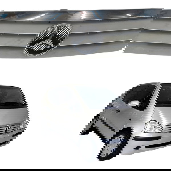 Grade Fontal Radiador Mercedes A160 2002 2003 Logo Prateado