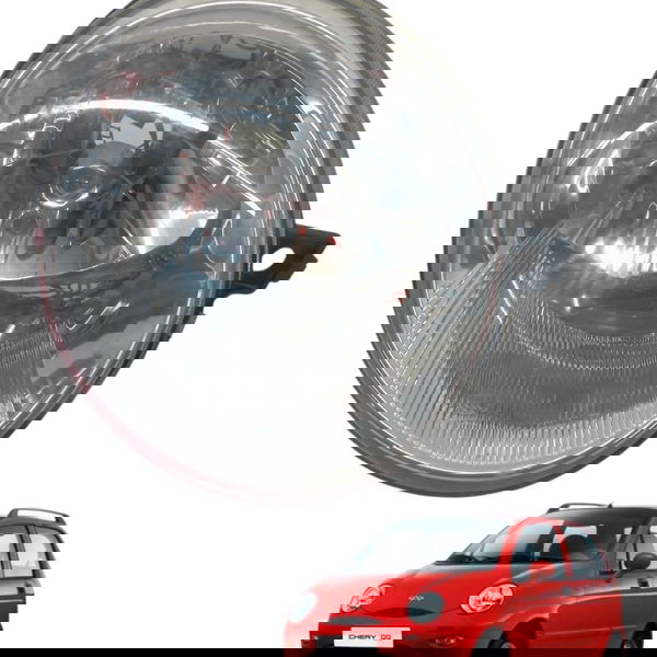 Farol Direito Chery Qq 1.0 2011 2013 Detalhe Mascara Cromado Esquerdo/motorista