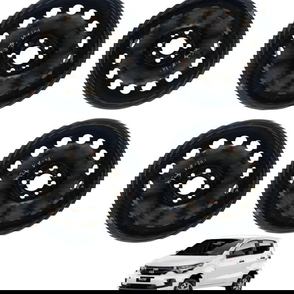 Jogo Roda R14  Fiat Mobi Like 1.0 2019 2020 2021 2022 2023 Preto