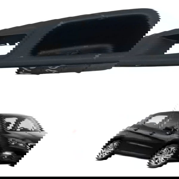 Moldura Puxador Botão Traseiro Esquerdo Peugeot 308 2012 Preto