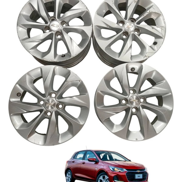 Jogo Roda Liga Leve Aro 16 Original Chevrolet Onix Detalhe Prateado
